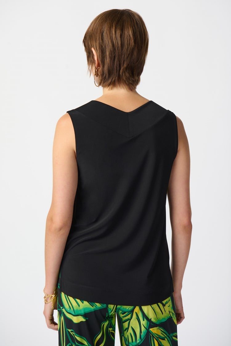 Silky Knit Sleeveless Top- Black