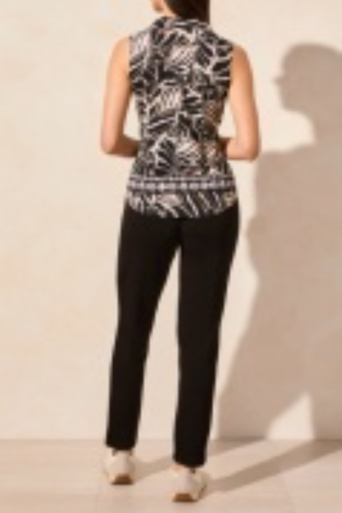 Sleeveless Print Polo Top