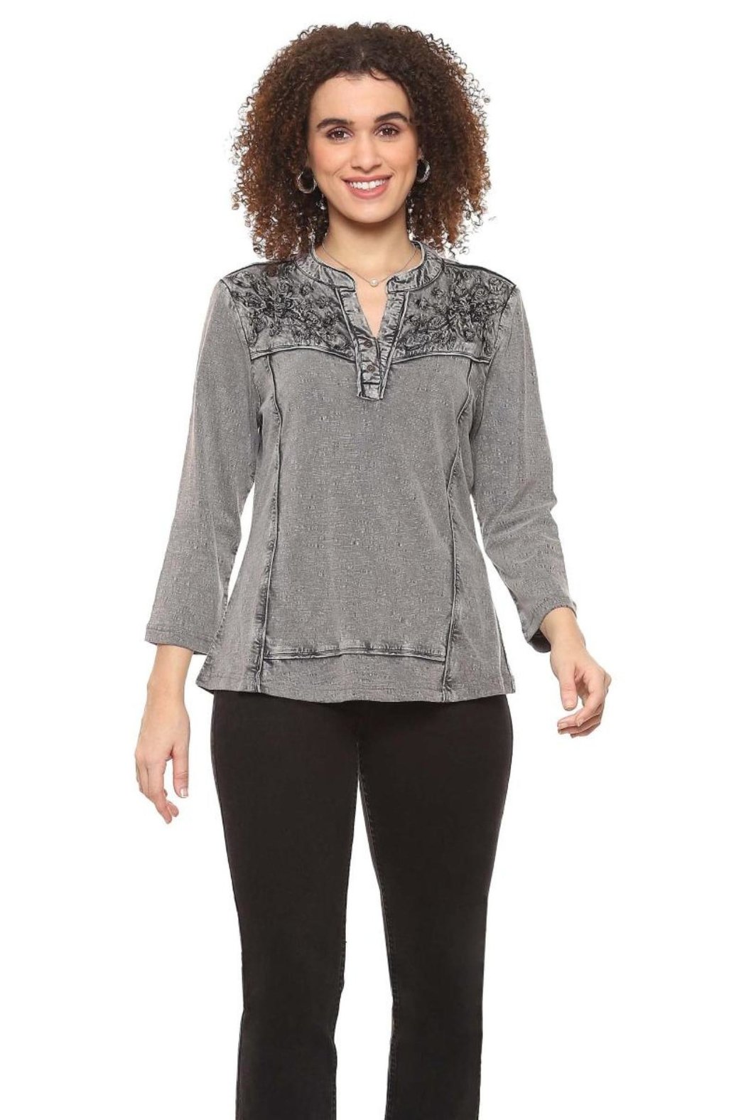 Silver Embroidered Top