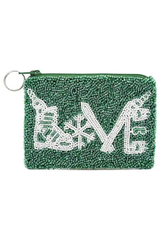 Ski Love Beaded Coin Purse