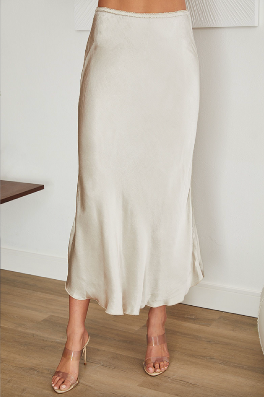 Silk Viscose Straight Maxi Skirt