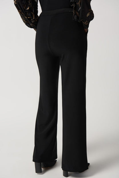 Silky Knit Wide Leg Pants- Black