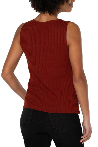 Sleeveless Boat Neck Rib Knit