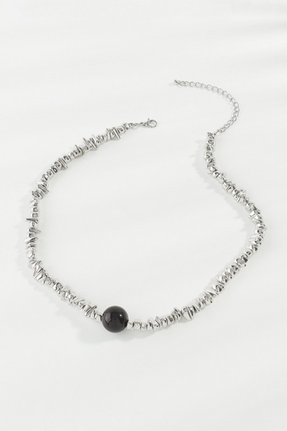 Silver Necklace with Black Pendant