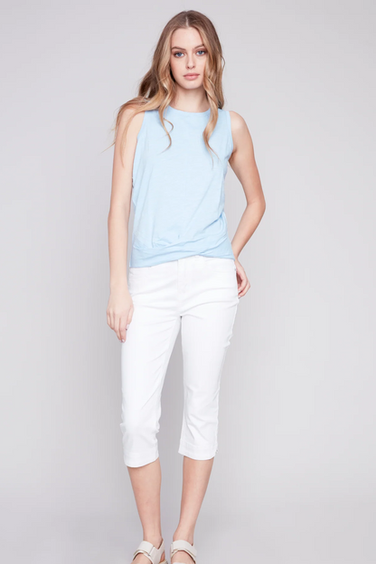Sleeveless Tank Top With Twisted Hem At Front