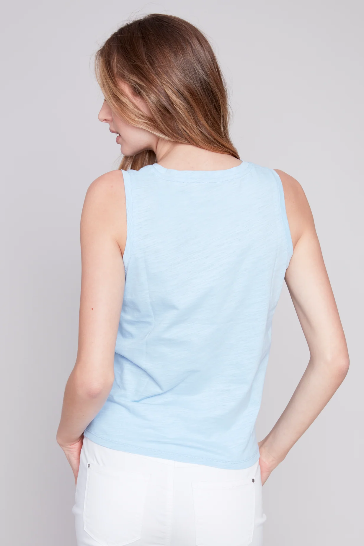 Sleeveless Tank Top With Twisted Hem At Front