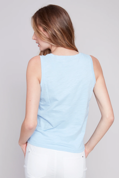 Sleeveless Tank Top With Twisted Hem At Front