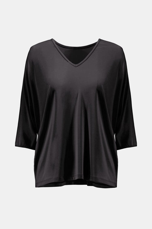 Silky Knit Reversible Boxy Top- Black