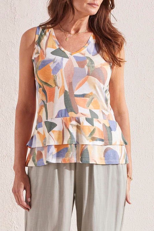 Sleeveless top with double frill