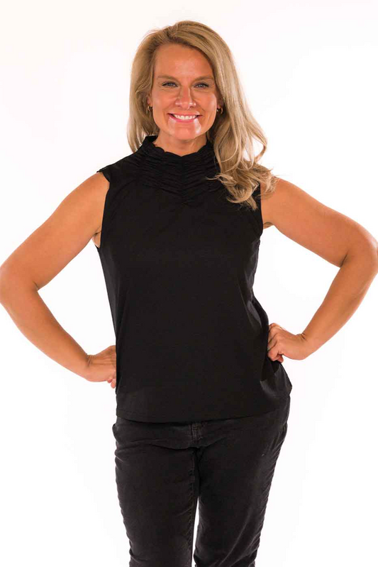 SLEEVELESS STITCH MOCK NECK