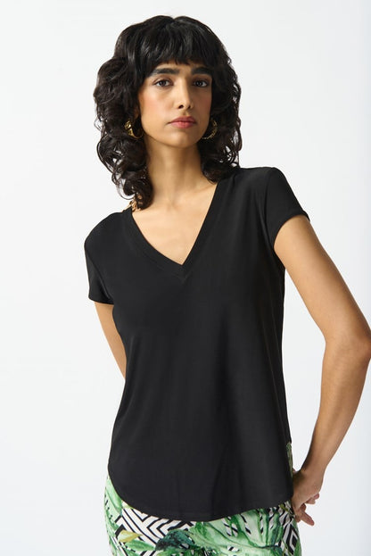 Silky Knit Boxy Top- Black