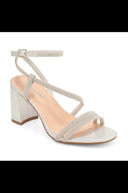 Silver Shimmer Ankle Wrap Heel