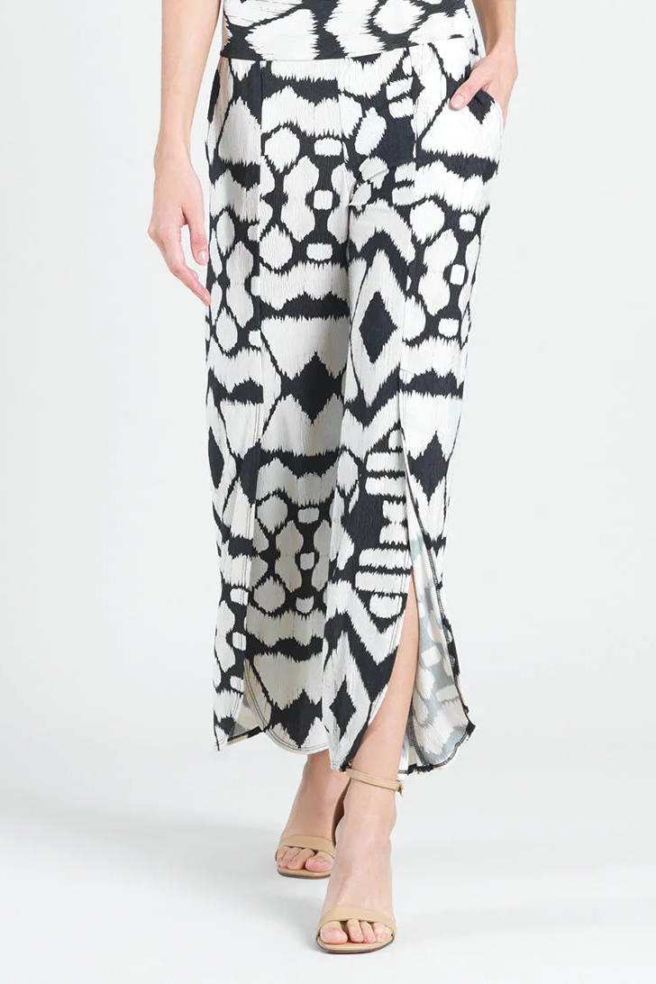 Silky Pleated Print Ankle Length Petal Pant