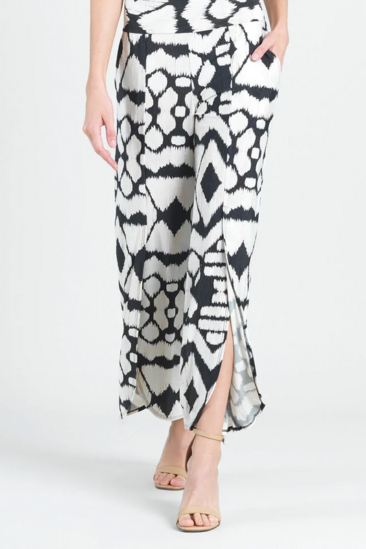 Silky Pleated Print Ankle Length Petal Pant