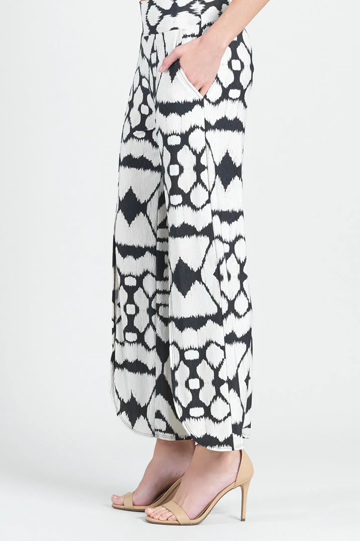 Silky Pleated Print Ankle Length Petal Pant