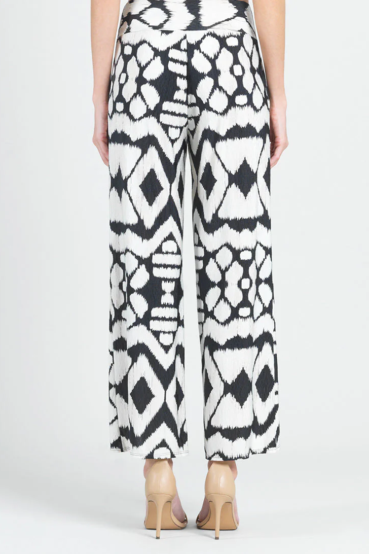 Silky Pleated Print Ankle Length Petal Pant