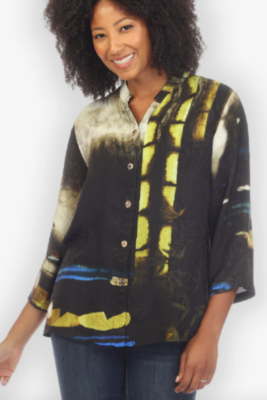 "BAMBOO LOVELY" 3/4 SLEEVE MANDARIN TOP