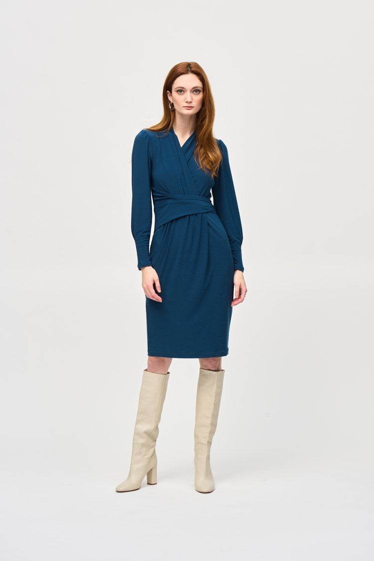 Silky Knit Draped Wrap dress