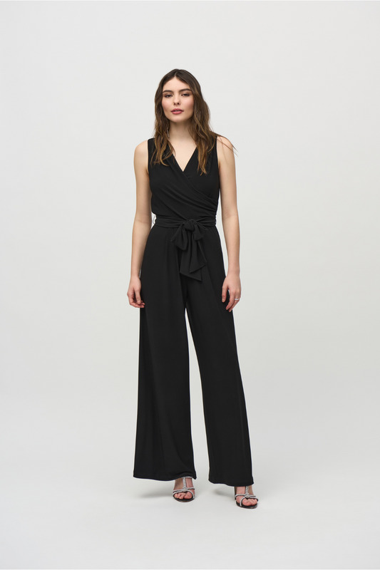 Silky Knit Sleeveless Wide-Leg Jumpsuit