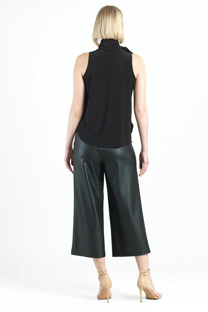 Sleeveless Mock Neck Blouse with Neck Bow Tie