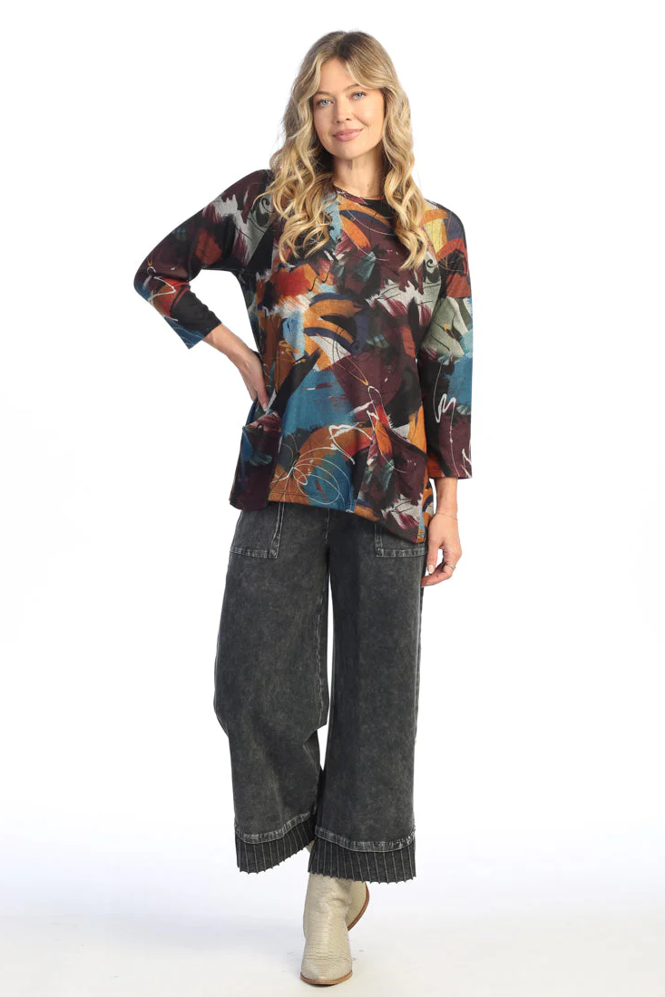 "Ballad" French Brush Patch Pockets Tunic Top