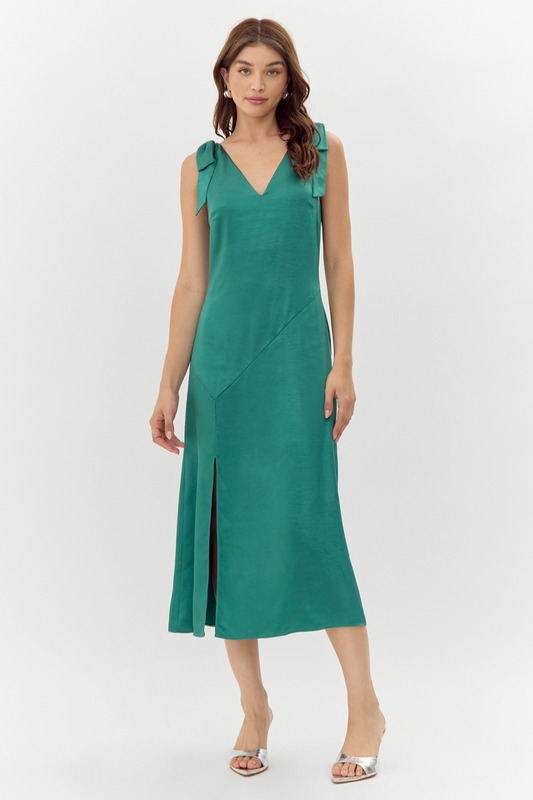 "Indira" Satin Midi Dress