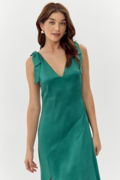 "Indira" Satin Midi Dress