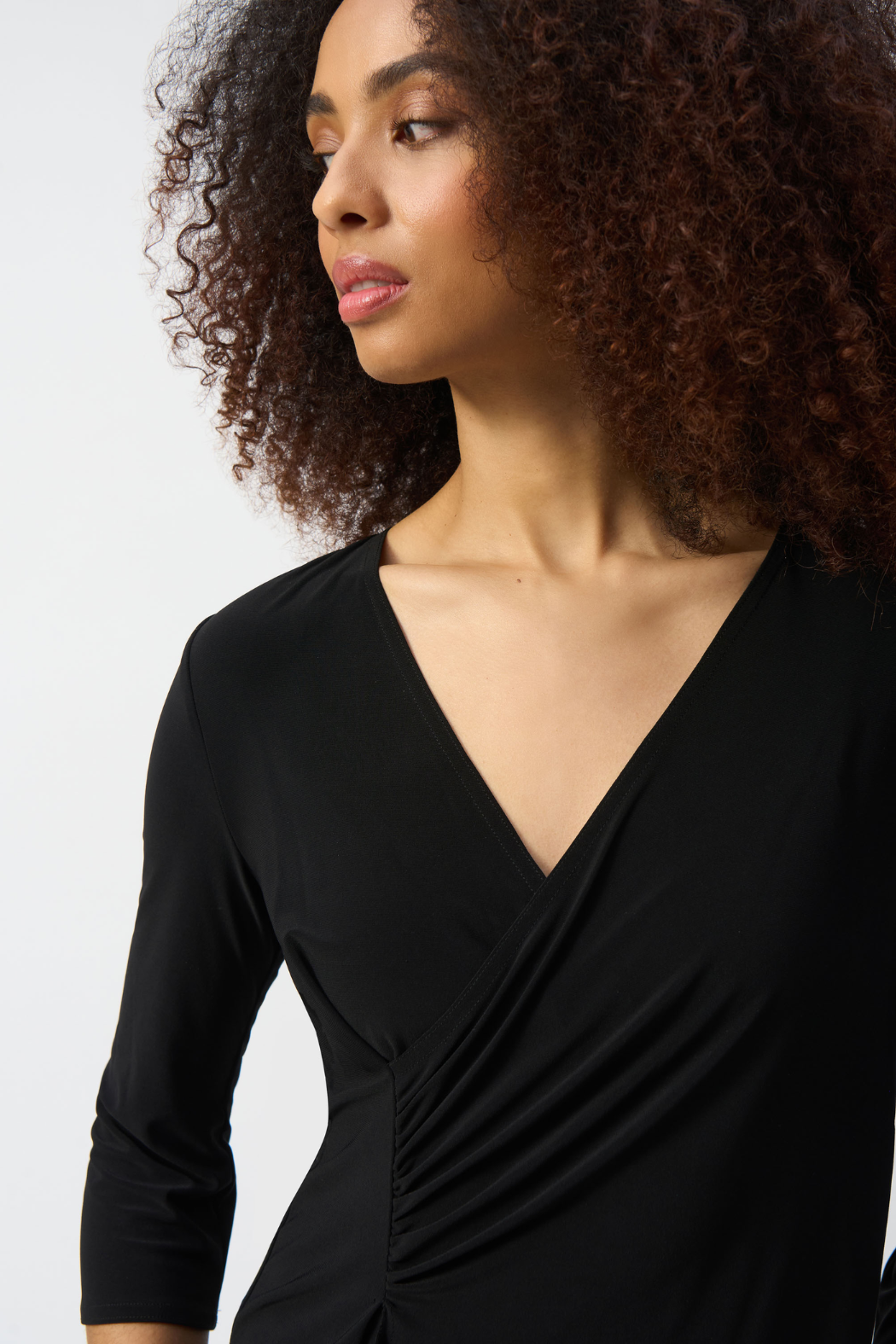 Silky Knit V-Neck Draped Tunic