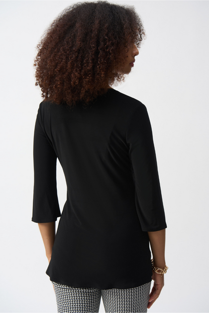 Silky Knit V-Neck Draped Tunic