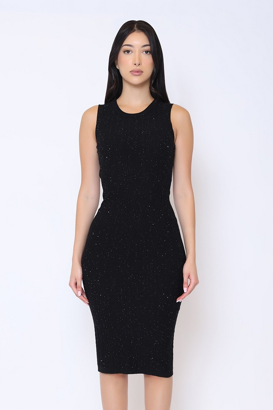 Sleeveless Glitter Knit Dress