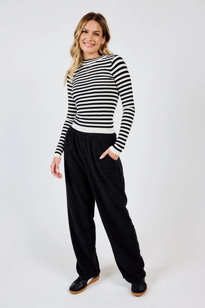 Simply Being Striped Sweater- Black/Ivory