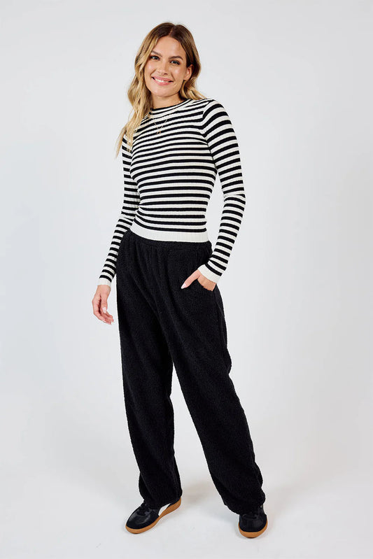 Simply Being Striped Sweater- Black/Ivory