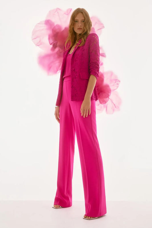 Signature Stretched Lace Fitted Blazer - Geranium