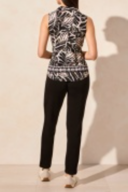 Sleeveless Print Polo Top