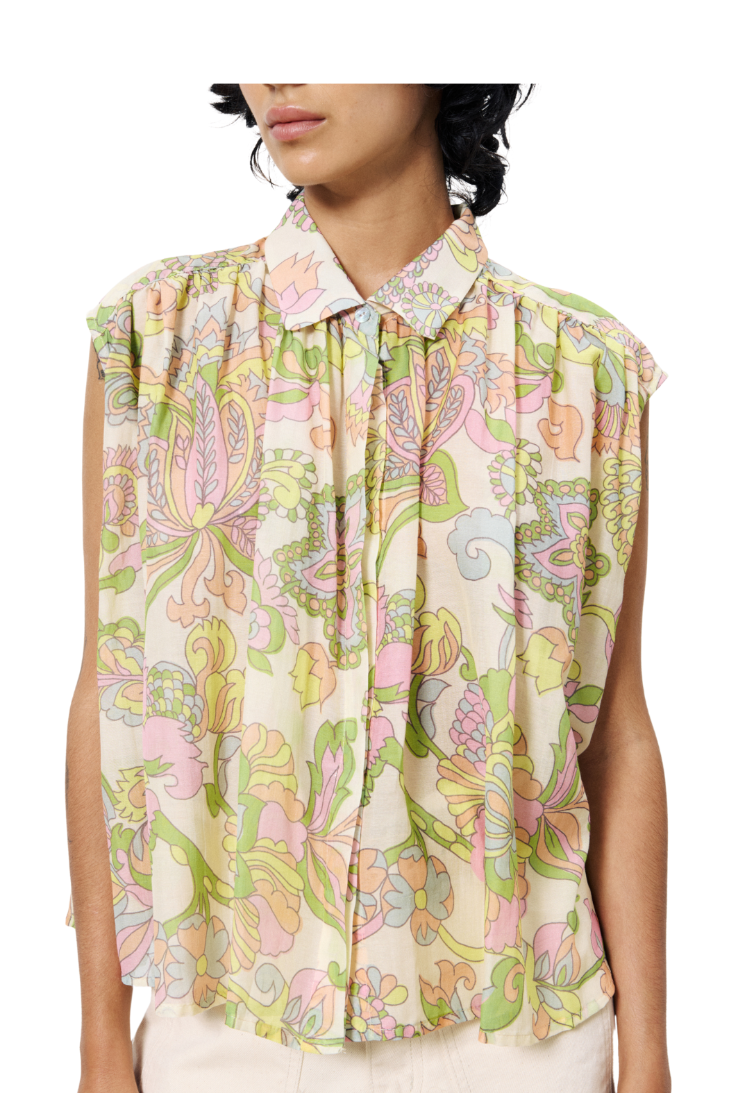 "Itia" Collar Pleated Top