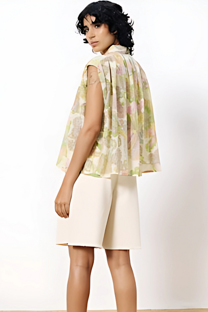 "Itia" Collar Pleated Top