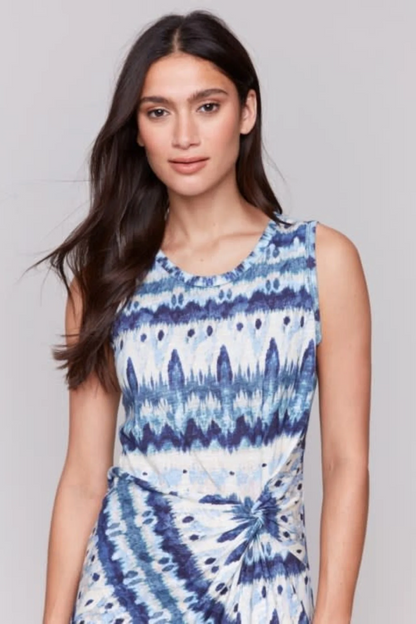 Sleeveless Round Neck Dress with Faux Knot Detail