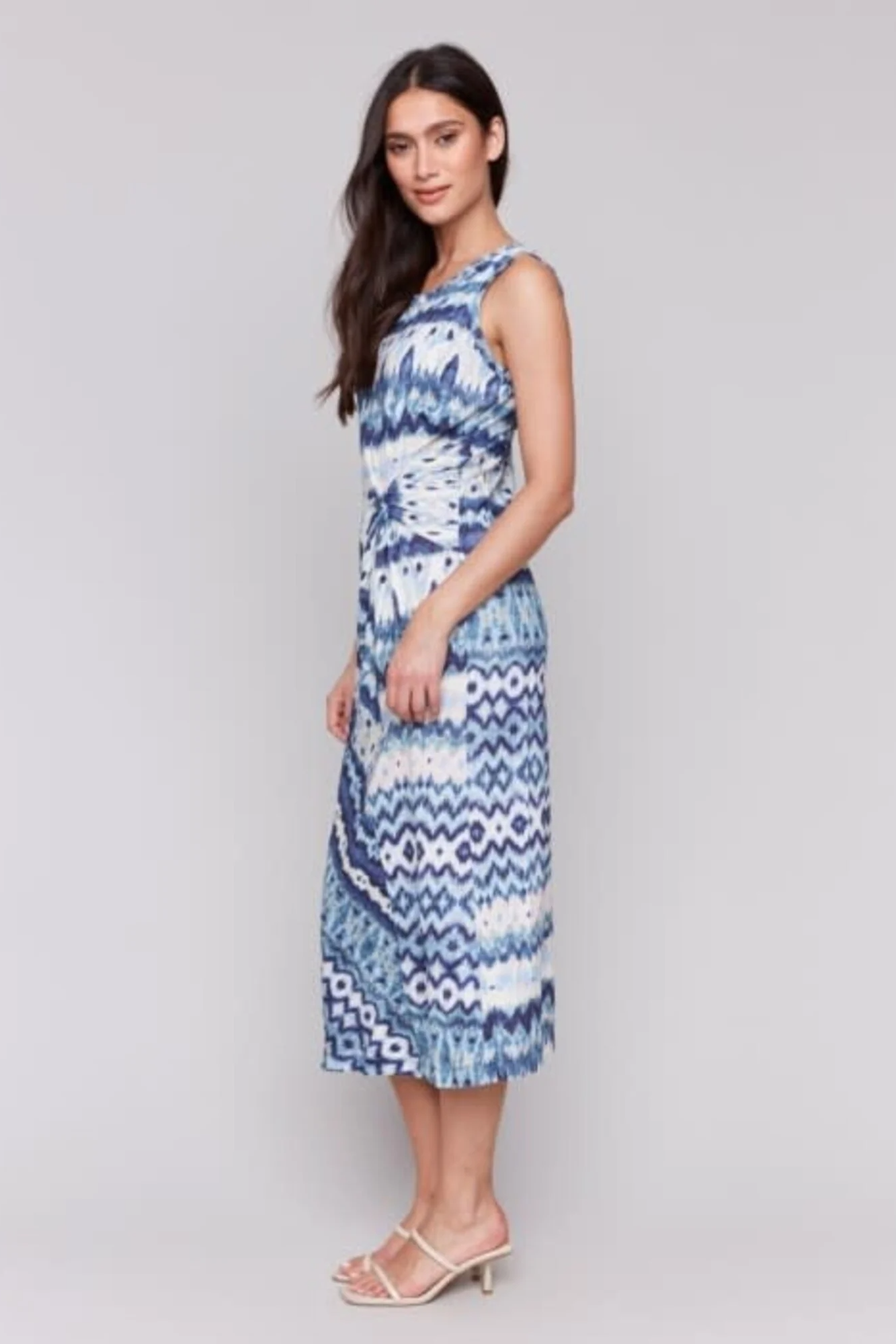 Sleeveless Round Neck Dress with Faux Knot Detail