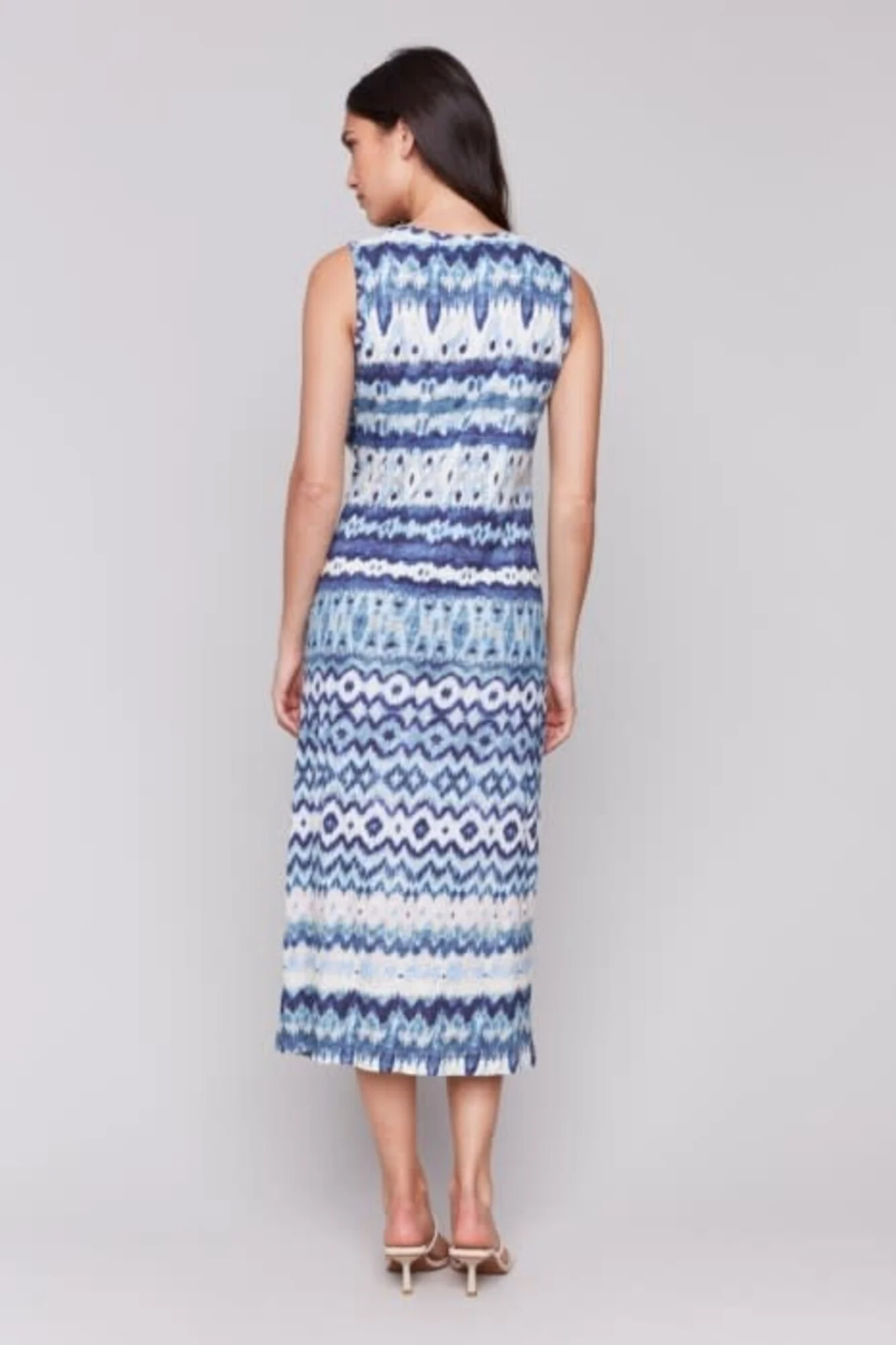 Sleeveless Round Neck Dress with Faux Knot Detail