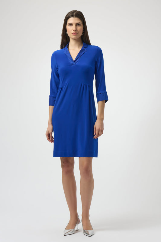 Silky Knit And Memory Trapeze Dress- Royal Sapphire
