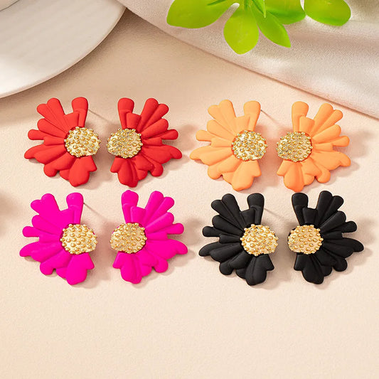 Simple Colorful  Flower Stud Earrings