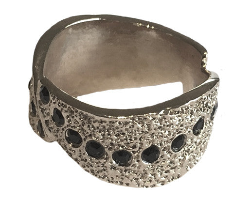 Silver Sandy Ring With Crystals