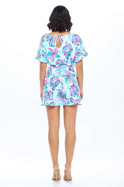 Sky Shell Belted Romper