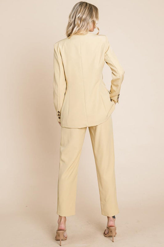 Single Breasted Blazer & High Waisted Pants Set