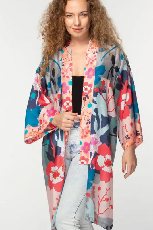 Silver Floral Kimono