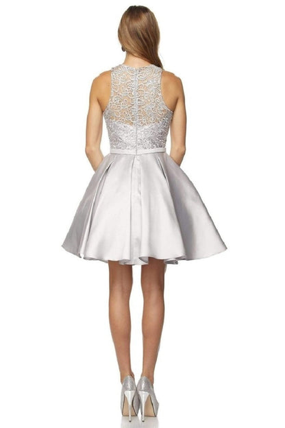 Silver Lace Formal Short Dress