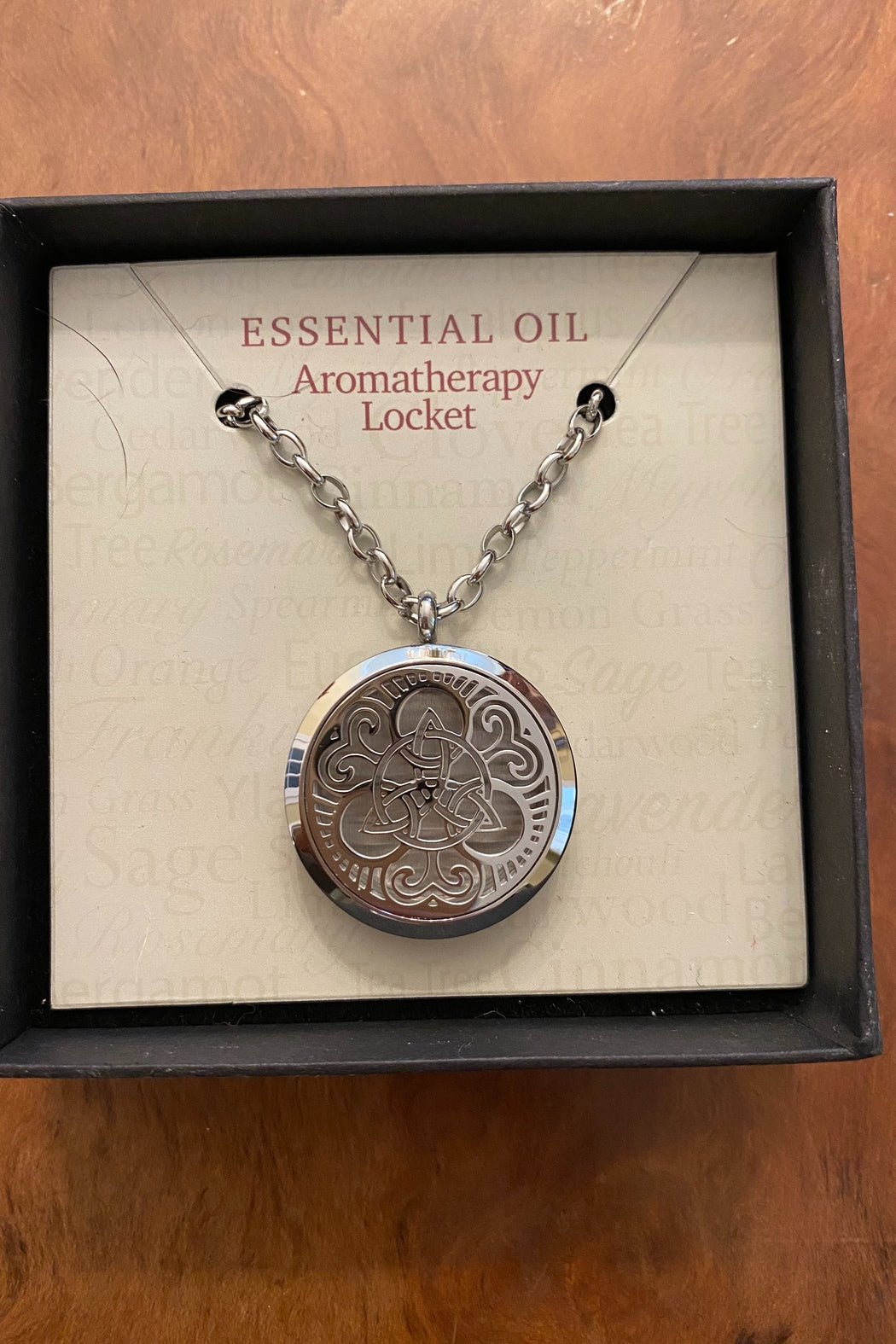 Silver Triquetra Essential Oil Aromatherapy Locket Necklace