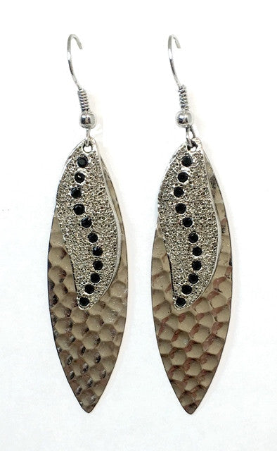 Silver Navette Sun Rays Silver Earrings