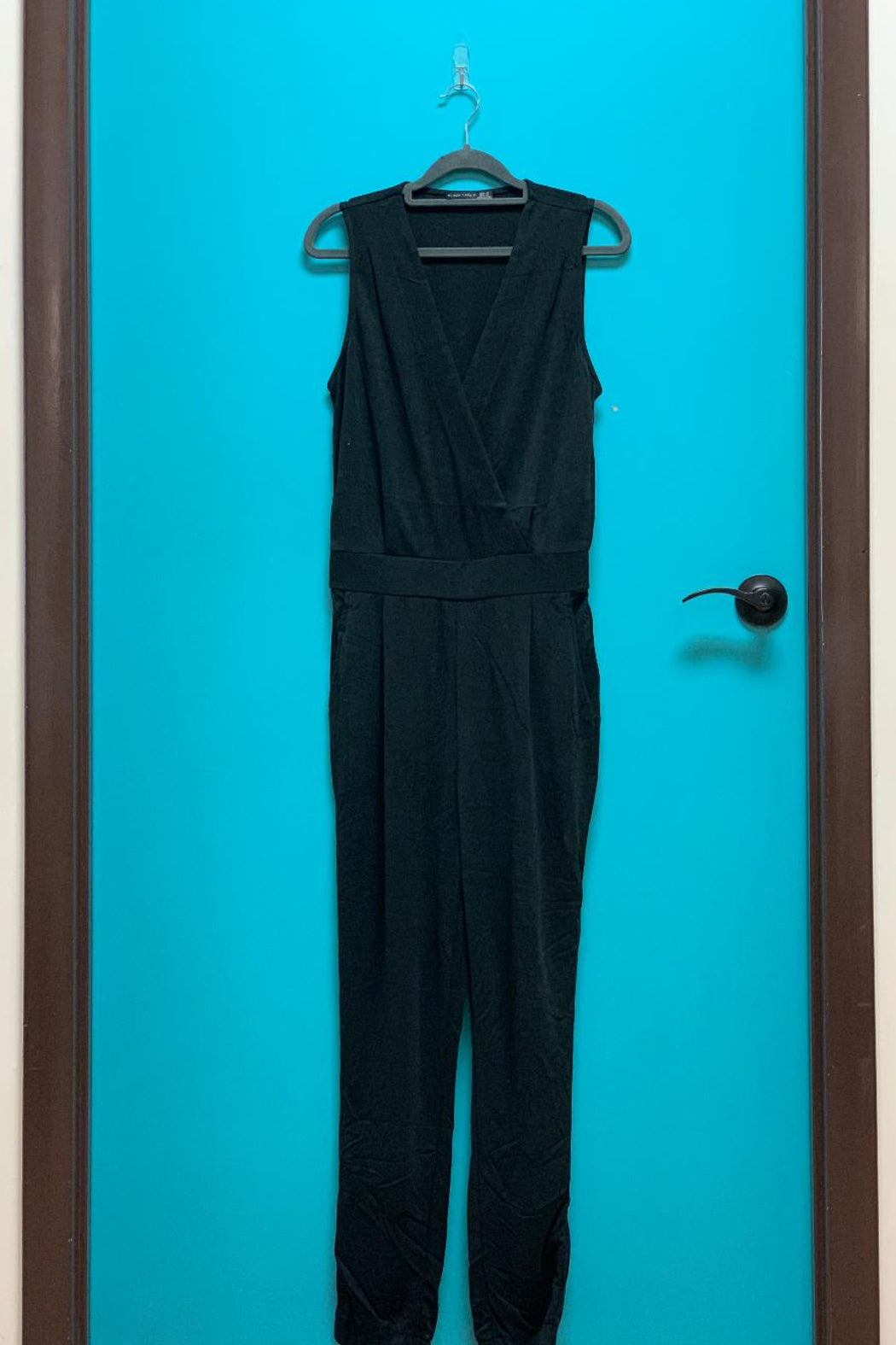Sleeveless Banded Waist Wrap Jumpsuit