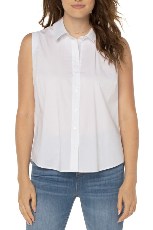 Sleeveless Button Front Shirt